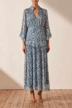 Shona Joy BEST SELLERS FRANCESCA BUTTON UP RUCHED MIDI DRESS