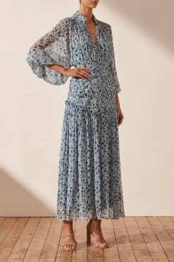 Shona Joy BEST SELLERS FRANCESCA BUTTON UP RUCHED MIDI DRESS