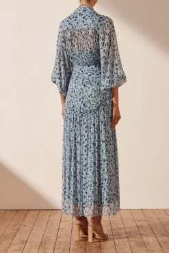 Shona Joy BEST SELLERS FRANCESCA BUTTON UP RUCHED MIDI DRESS