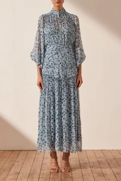 Shona Joy BEST SELLERS FRANCESCA BUTTON UP RUCHED MIDI DRESS