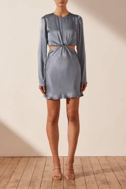 Shona Joy BEST SELLERS GIORGIA TWIST FRONT MINI DRESS - BLUE SMOKE