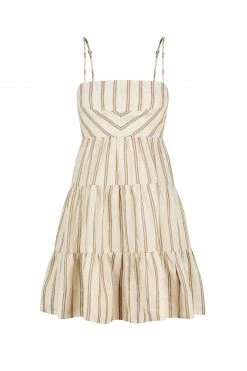 Shona Joy ARIES LINEN OPEN BACK TIERED MINI DRESS DRESSES