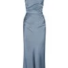Shona Joy DRESSES LA LUNE ASYMMETRICAL BIAS COWL MIDI DRESS - BLUE SMOKE