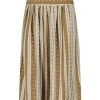 Shona Joy ATLAS LINEN SPLIT MIDI SKIRT - CUMIN/CREAM SKIRTS