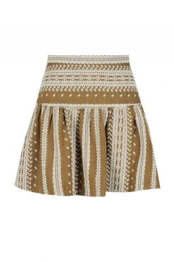Shona Joy ATLAS LINEN MINI SKIRT - CUMIN/CREAM