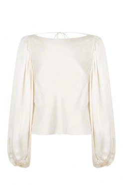 Shona Joy LA LUNE COWL BACK BALLOON SLEEVE BLOUSE - CREAM