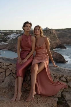 Shona Joy DRESSES LA LUNE BIAS COWL MAXI DRESS - ROSÉ