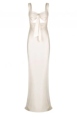 Shona Joy LA LUNE BOW TIE MAXI DRESS - CREAM
