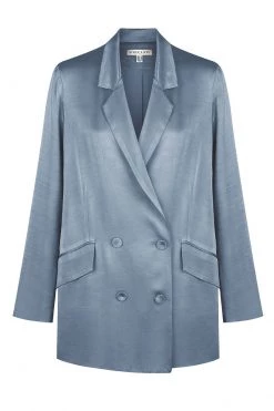 Shona Joy LA LUNE DOUBLE BREASTED BLAZER - BLUE SMOKE TOPS