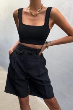 Shona Joy SHORTS & PANTS IVY HIGH WAISTED TAILORED SHORT - BLACK