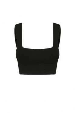 Shona Joy BASIC SQUARE NECK CROP TOP - BLACK TOPS