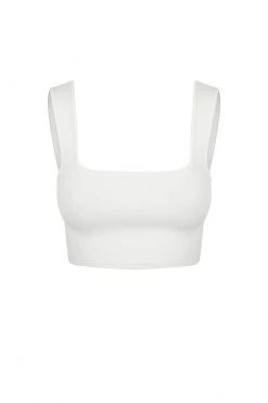 Shona Joy BASIC SQUARE NECK CROP TOP - IVORY TOPS