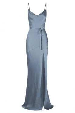 Shona Joy LA LUNE BIAS COWL MAXI DRESS - BLUE SMOKE DRESSES