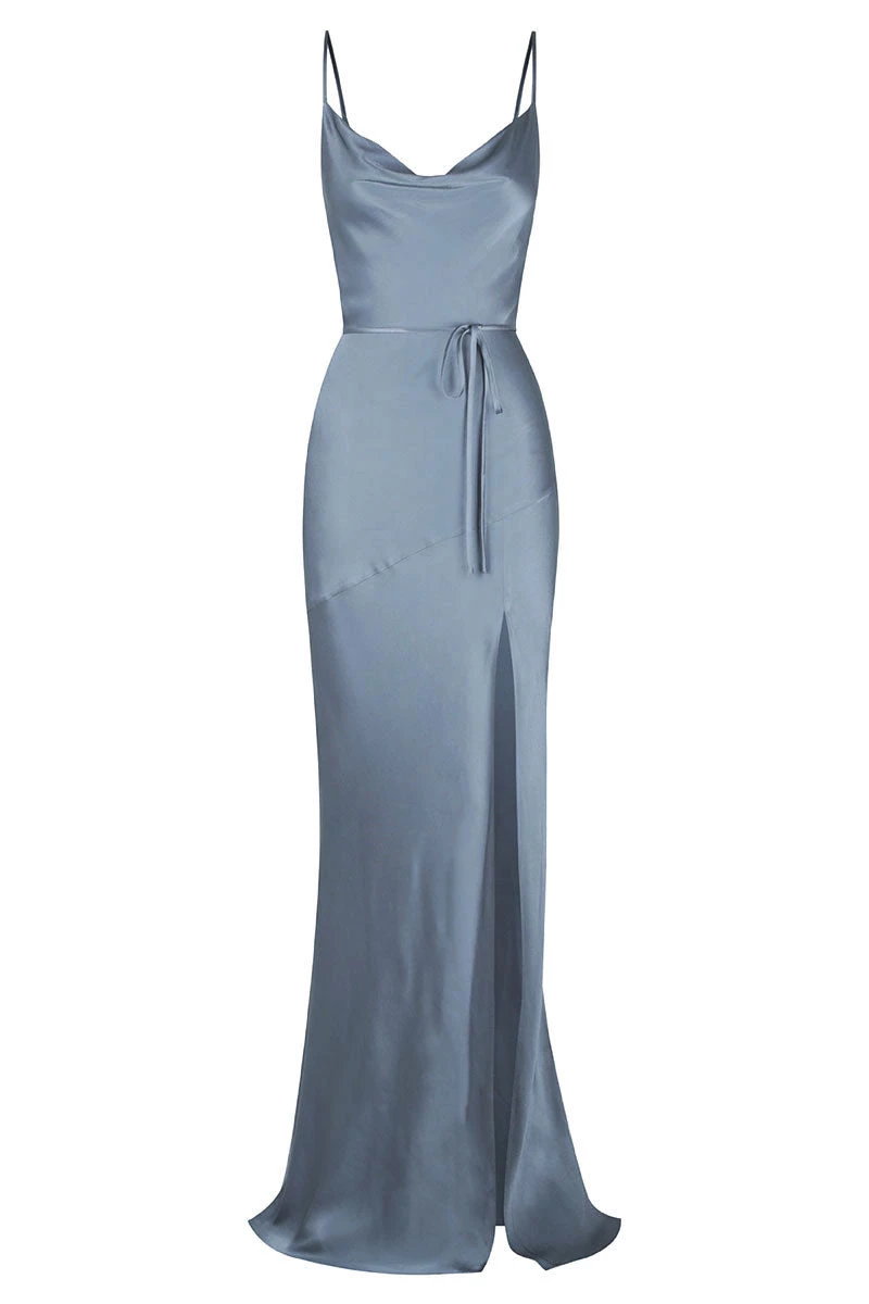 Shona Joy LA LUNE BIAS COWL MAXI DRESS - BLUE SMOKE DRESSES 1 Shona Joy LA LUNE BIAS COWL MAXI DRESS - BLUE SMOKE DRESSES