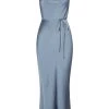 Shona Joy DRESSES LA LUNE BIAS COWL MIDI DRESS - BLUE SMOKE