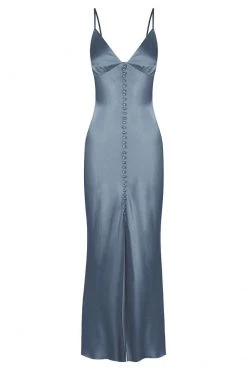 Shona Joy DRESSES LA LUNE BIAS SLIP DRESS - BLUE SMOKE