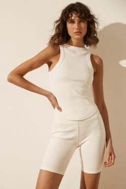 Shona Joy SJ RIB TANK - IVORY TOPS