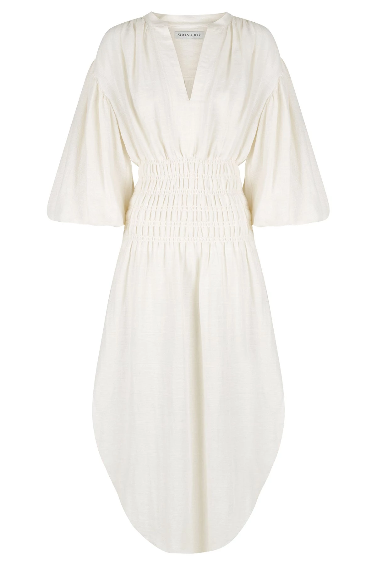 Shona Joy BRIGITTE LINEN BALLOON SLEEVE MIDI DRESS - TOFU DRESSES 1 Shona Joy BRIGITTE LINEN BALLOON SLEEVE MIDI DRESS - TOFU DRESSES