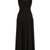 Shona Joy CLEMENCE HIGH NECK MIDI DRESS - BLACK DRESSES