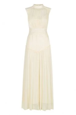 Shona Joy CLEMENCE HIGH NECK MIDI DRESS - CREAM