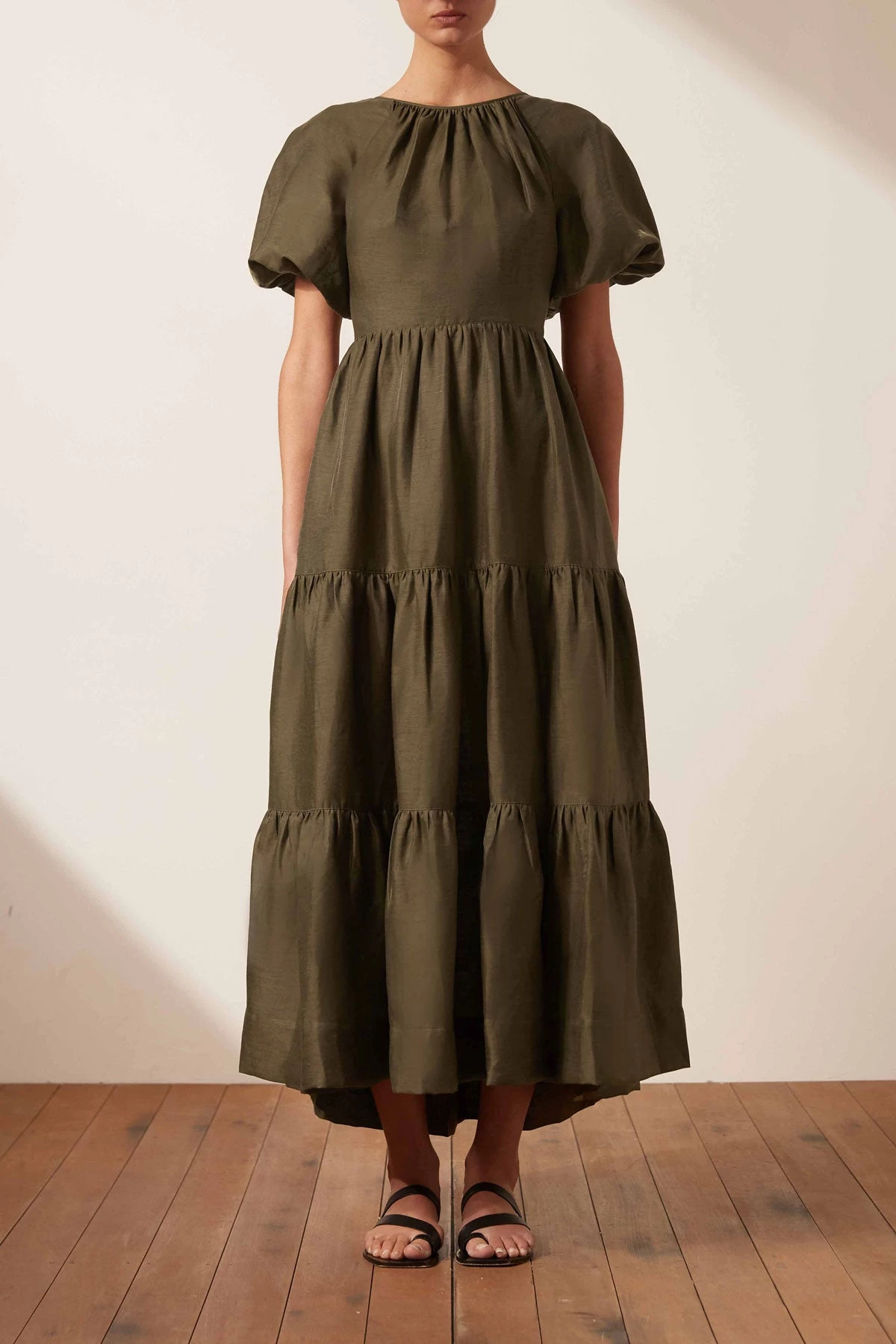 Shona Joy BRUNA LINEN SHORT SLEEVE BACKLESS MIDI DRESS - FOREST 3 Shona Joy BRUNA LINEN SHORT SLEEVE BACKLESS MIDI DRESS - FOREST