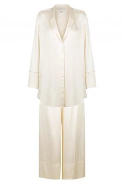 Shona Joy BRIDES LA LUNE LOUNGE LONG SLEEVE SHIRT SET- CREAM