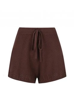 Shona Joy CALYPSO CROCHET DRAWSTRING SHORT - COCOA SHORTS & PANTS