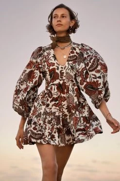 Shona Joy CATALINA PLUNGED BALLOON SLEEVE MINI DRESS