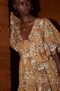 Shona Joy DRESSES CECILIA LINEN PLUNGED BALLOON SLEEVE MINI DRESS