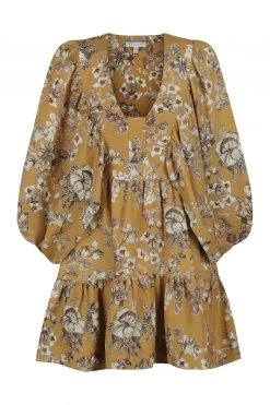 Shona Joy DRESSES CECILIA LINEN PLUNGED BALLOON SLEEVE MINI DRESS