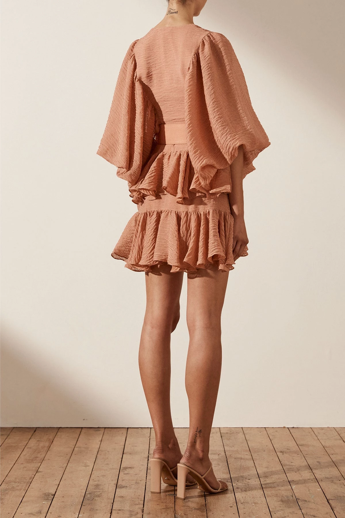 Shona Joy CHARLOTTE PLUNGED DRAPED MINI DRESS - DESERT ROSE 7 Shona Joy CHARLOTTE PLUNGED DRAPED MINI DRESS - DESERT ROSE