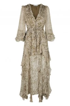 Shona Joy DRESSES CLAUDETTE BALLOON SLEEVE FRILL MIDI DRESS