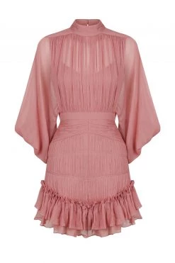 Shona Joy CLEMENCE LONG SLEEVE MINI DRESS - ANTIQUE ROSE DRESSES