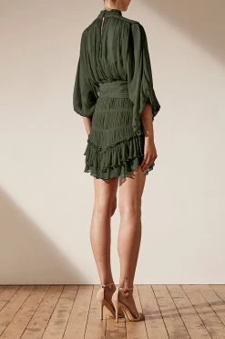 Shona Joy CLEMENCE LONG SLEEVE MINI DRESS - OLIVE 9 Shona Joy CLEMENCE LONG SLEEVE MINI DRESS - OLIVE