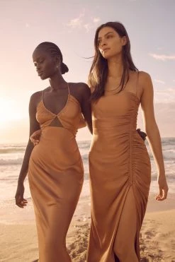 Shona Joy LA LUNE RUCHED MAXI DRESS - COPPER