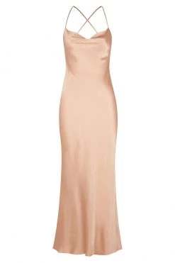 Shona Joy LA LUNE BACKLESS BIAS MIDI DRESS - DESERT ROSE