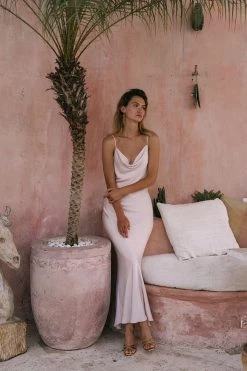 Shona Joy DRESSES LUXE BIAS COWL SLIP DRESS - PORCELAIN