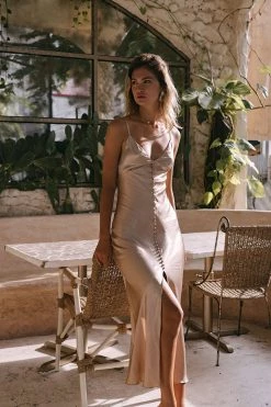 Shona Joy DRESSES LA LUNE BIAS SLIP DRESS - GOLD