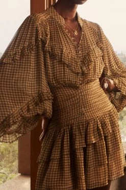 Shona Joy ELEONORA RUCHED FRILL MINI DRESS DRESSES