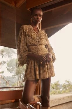 Shona Joy ELEONORA RUCHED FRILL MINI DRESS DRESSES