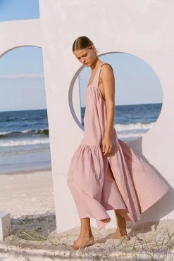 Shona Joy ELLA LOW BACK MIDI DRESS - ROSE DUST