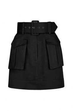 Shona Joy ELLINGTON LINEN MINI SKIRT - BLACK