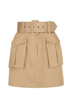 Shona Joy SKIRTS ELLINGTON LINEN MINI SKIRT - WHEAT