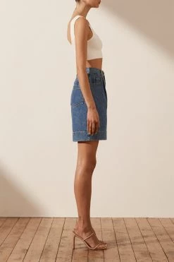 Shona Joy SHORTS & PANTS EMILY HIGH WAISTED SHORT - INDIGO
