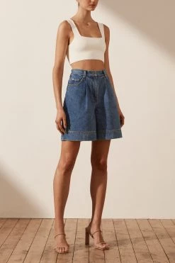 Shona Joy SHORTS & PANTS EMILY HIGH WAISTED SHORT - INDIGO