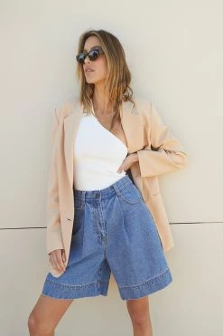 Shona Joy SHORTS & PANTS EMILY HIGH WAISTED SHORT - INDIGO