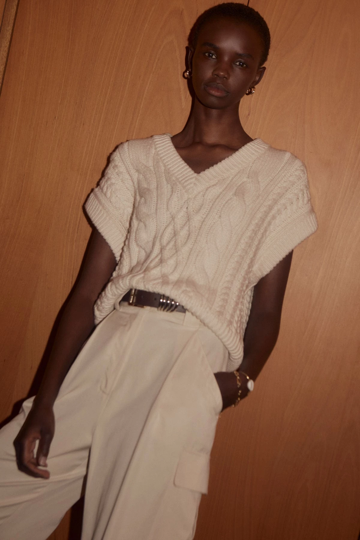 Shona Joy EVA CABLE VEST - CREMA TOPS 2 Shona Joy EVA CABLE VEST - CREMA TOPS