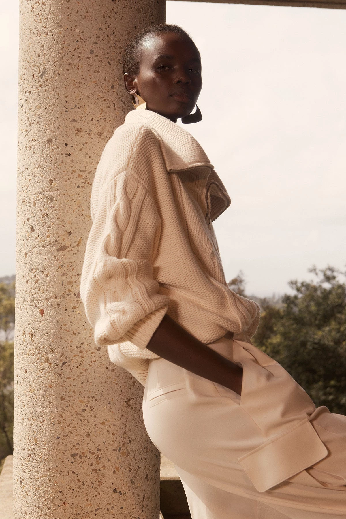 Shona Joy EVA CABLE ZIP UP JUMPER - CREMA TOPS 2 Shona Joy EVA CABLE ZIP UP JUMPER - CREMA TOPS