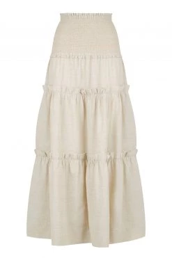 Shona Joy SKIRTS FIONA SHIRRED TIERED MIDI SKIRT - OATMEAL