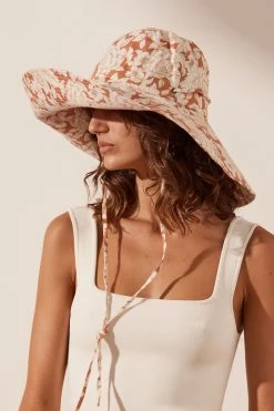 Shona Joy ACCESSORIES FLOR LINEN HAT